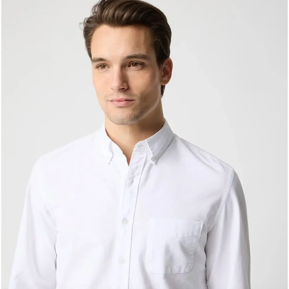 J.Crew Untucked Fit Slim Flex Oxford Shirt Cotton Mens Preppy White Classic XXL - Picture 3 of 12
